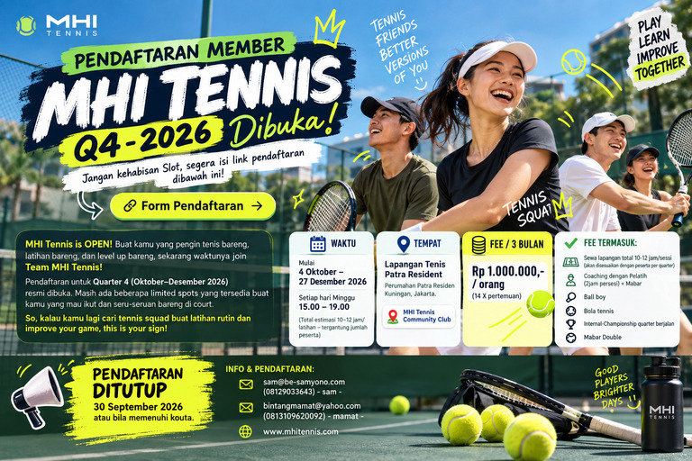 Pendaftaran Member MHI Tennis Q4β 2026Β